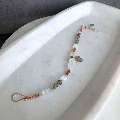 A Light Heart | Gold-Filled Bracelet with Square Moonstone, Pink Tourmaline & Aquamarine