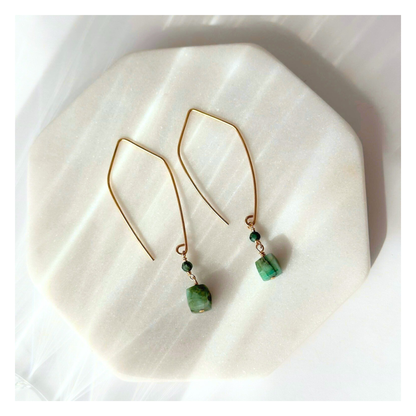 Emerald Reflection | Emerald Gold Earrings