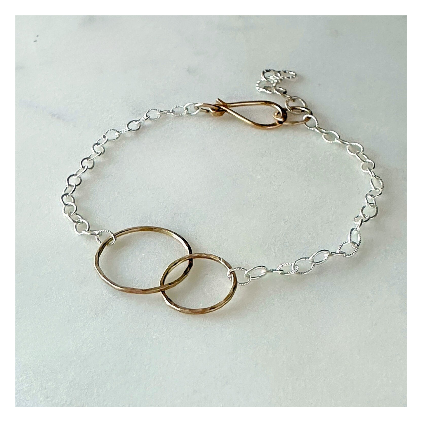 Simple Bond — Sterling Silver & Double Gold  Hoop Bracelet