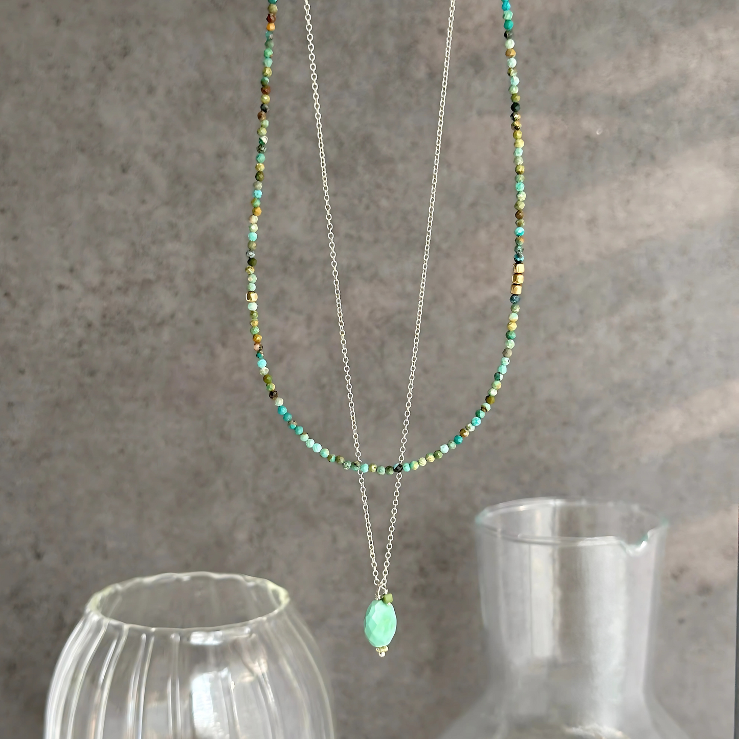 Clear Waters - Layered Sterling Silver Sleeping Beauty Turquoise Necklace