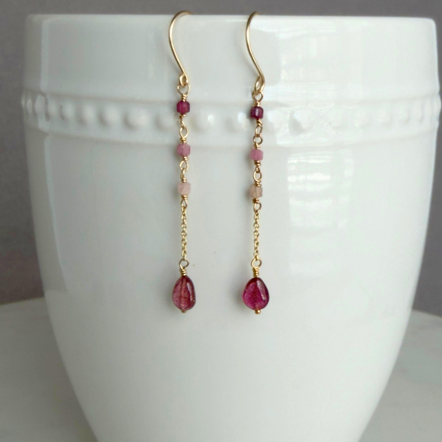 True Presence | Tourmaline Gold Chain Earrings