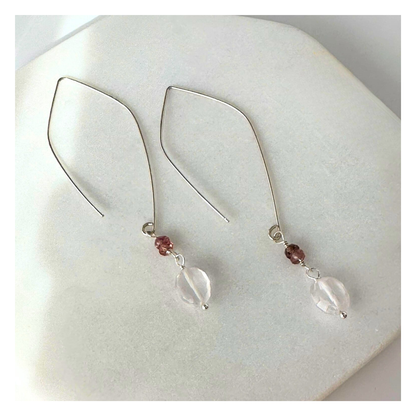 Everyday Love | Rose Quartz & Sapphire Gold Earrings