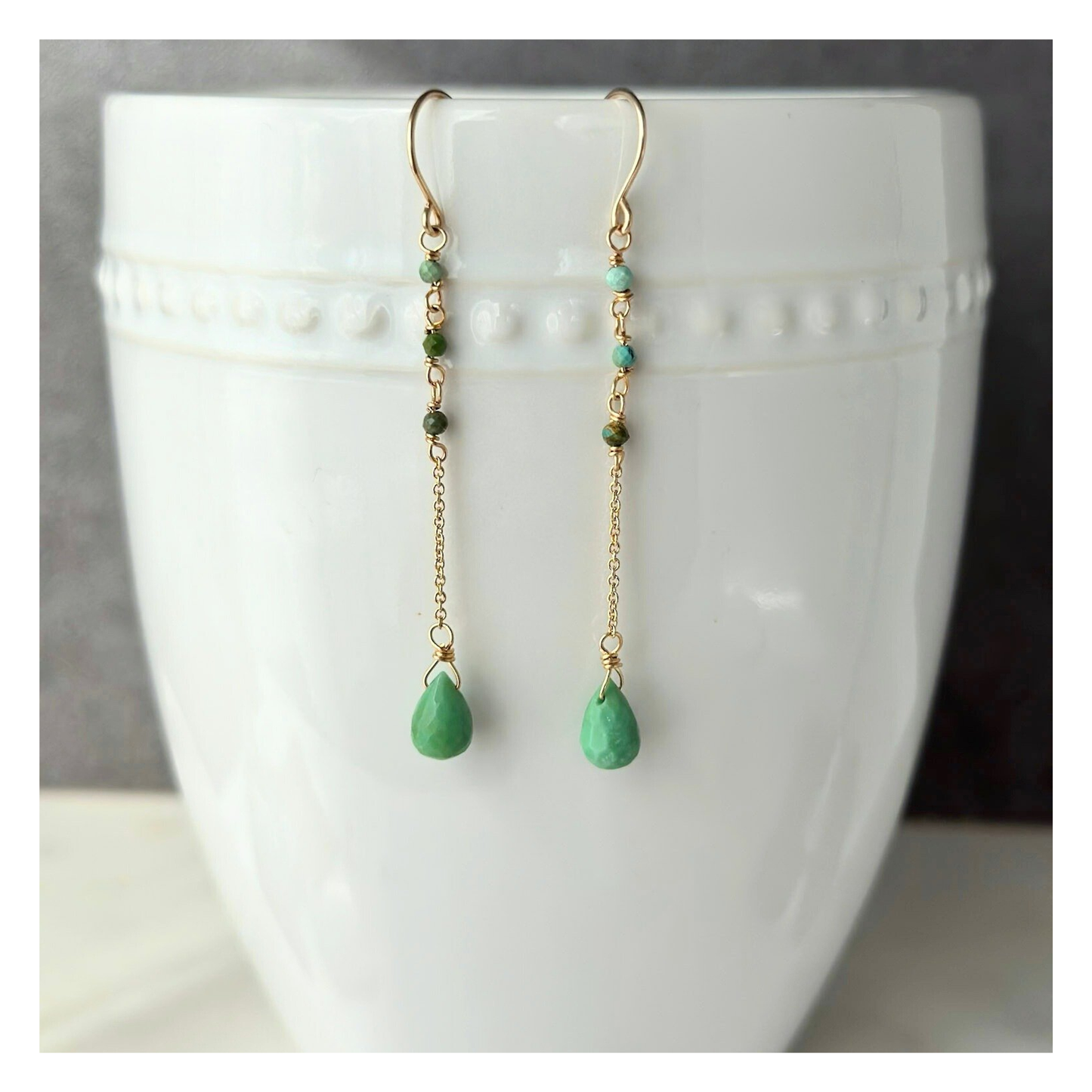 Grounded Sky | Turquoise Gold Chain Earrings