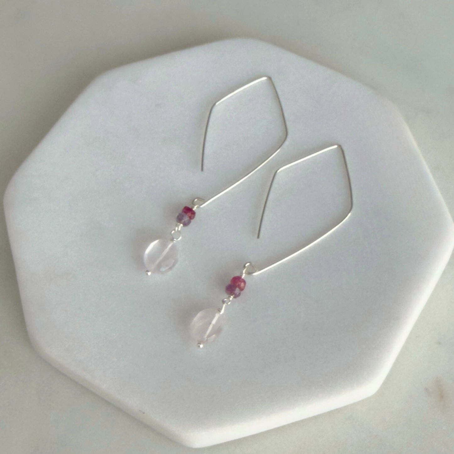 Everyday Love | Rose Quartz & Sapphire Silver Earrings