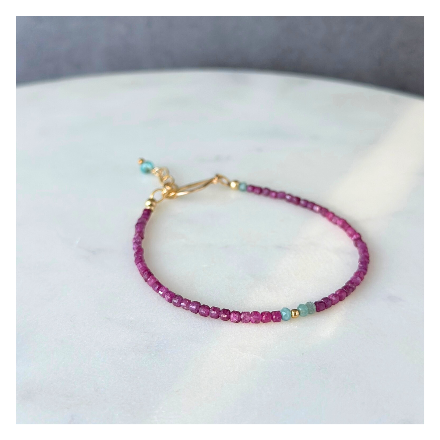 Truth Spark – Ruby & Blue Tourmaline Gold-Filled Bracelet