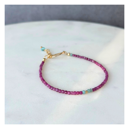 Truth Spark – Ruby & Blue Tourmaline Gold-Filled Bracelet