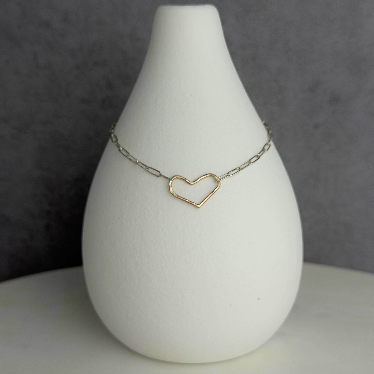Always There | Tiny Sterling Silver and Gold Heart Bracelet
