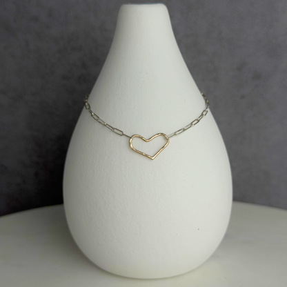 Always There | Tiny Sterling Silver and Gold Heart Bracelet