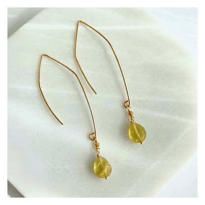 Renewed Light | Green Garnet Gold Earrings