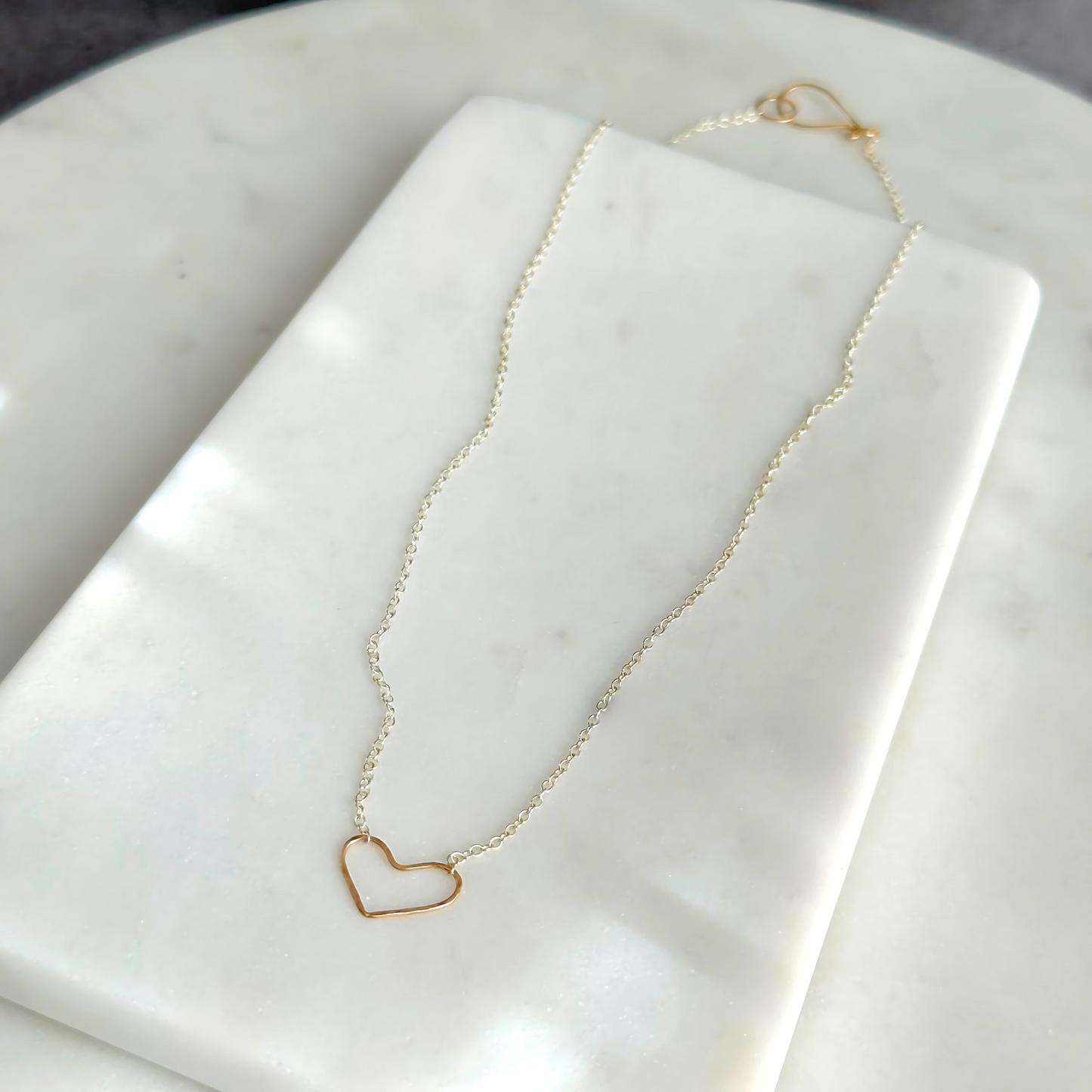 Heart on my Sleeve - Dainty Sterling Silver and Gold Necklace