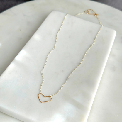 Heart on my Sleeve - Dainty Sterling Silver and Gold Necklace