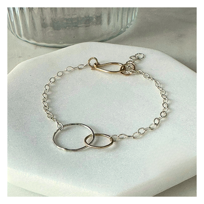 Balanced Connection — Silver & Gold Hoops Bracelet