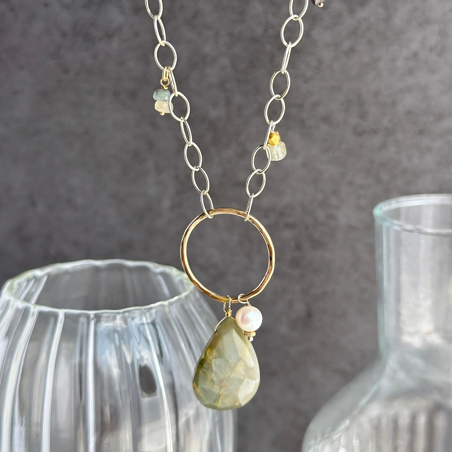 Eye of the Beholder - Boho Leather and Sterling Silver and Cat's Eye Necklace
