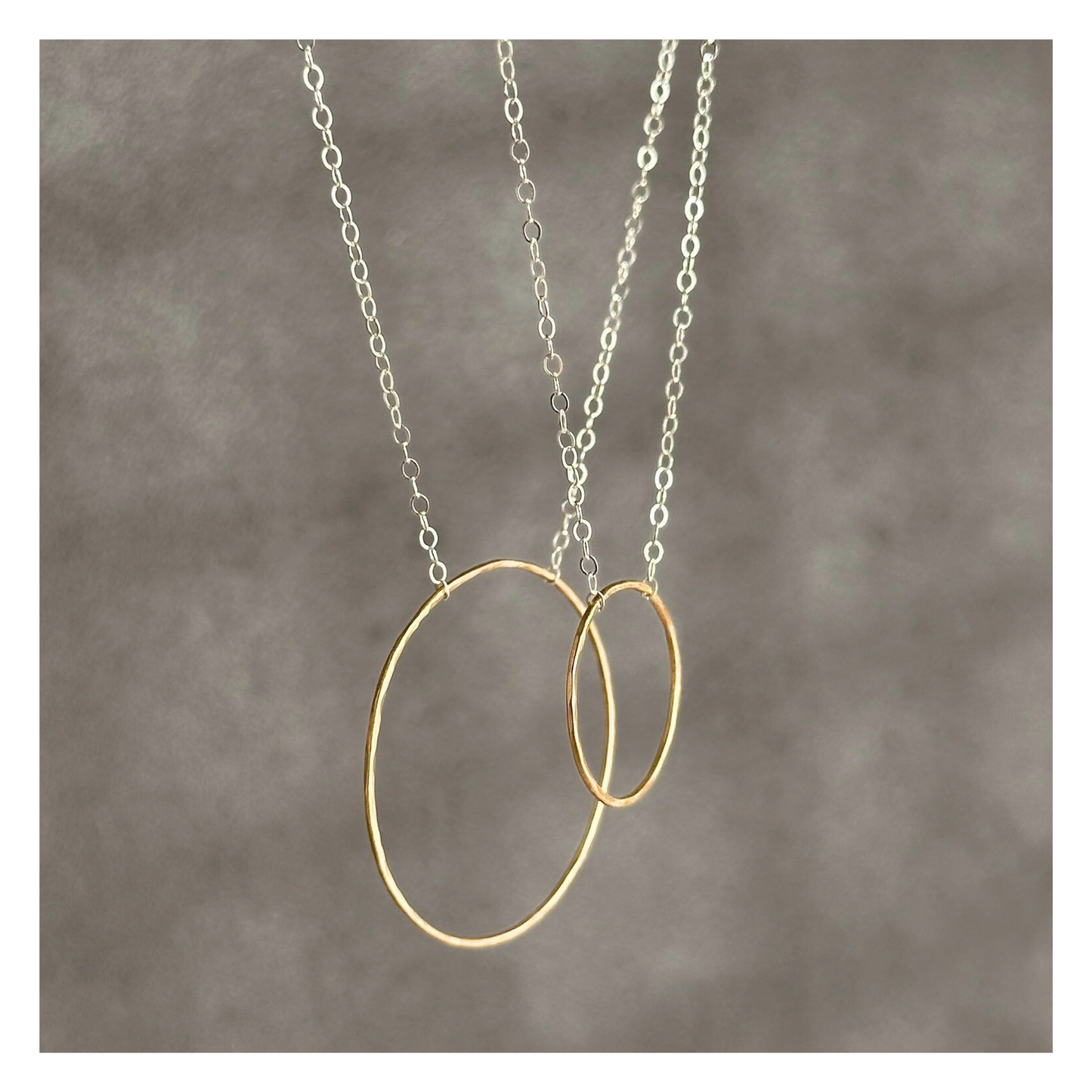Unity in Connection - Dainty Sterling Silver and Gold Large Hoop Necklace