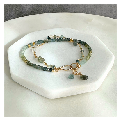 Moment of Zen – Moss Aquamarine Gold-Filled Double-Strand Bracelet