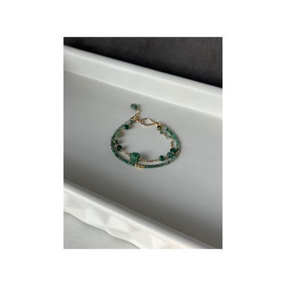 Steady & True – Emerald Gold-Filled Double Strand Bracelet