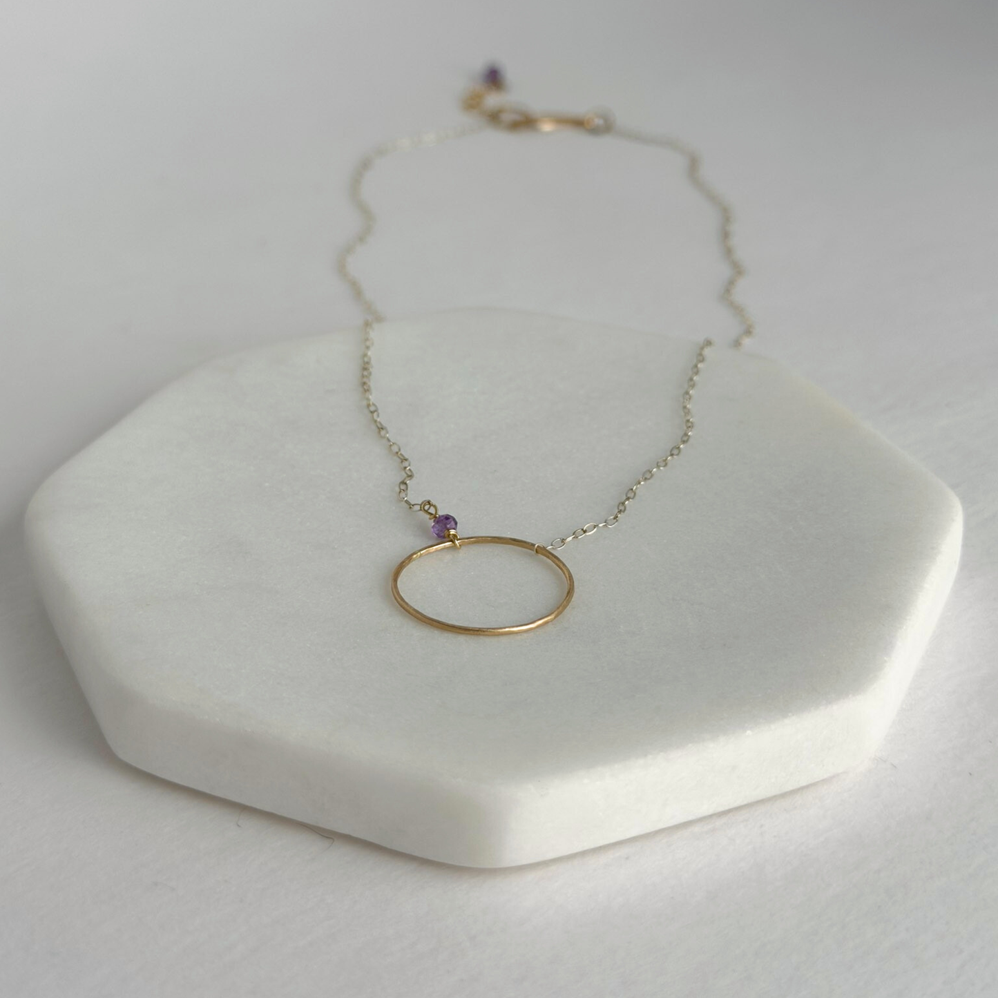 Open Heart | Sterling Silver & Gold Necklace with Amethyst