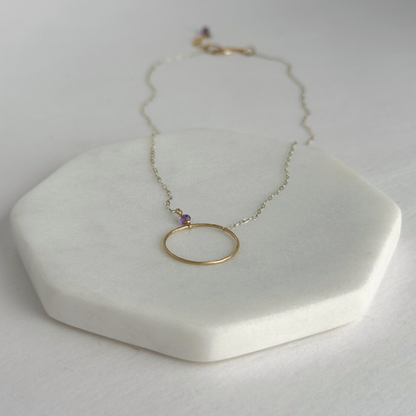 Open Heart | Sterling Silver & Gold Necklace with Amethyst