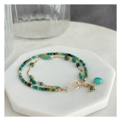 Wise & True – Turquoise Gold-Filled Double-Strand Bracelet