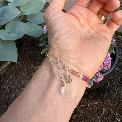 A Light Heart | Gold-Filled Bracelet with Square Moonstone, Pink Tourmaline & Aquamarine
