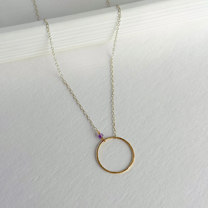 Open Heart | Sterling Silver & Gold Necklace with Amethyst