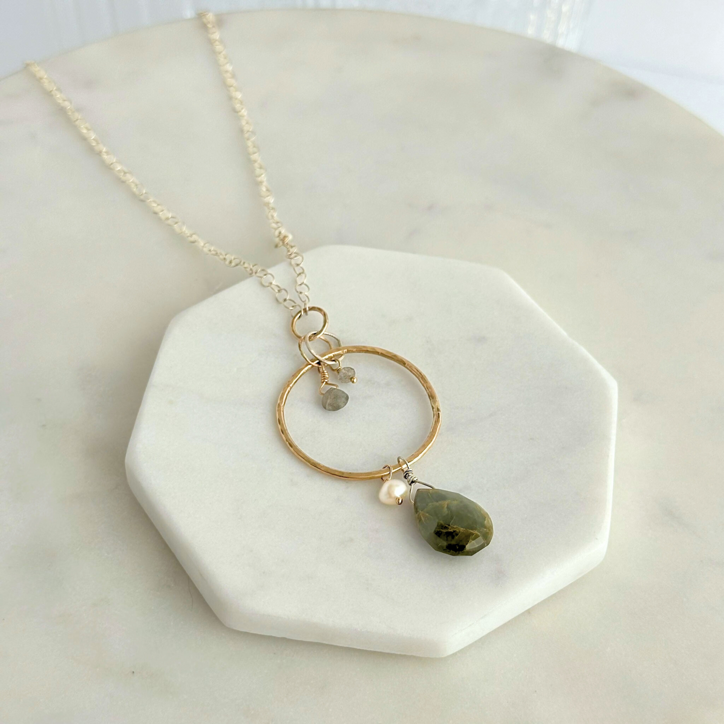 See Me Clearly - Sterling Silver and Gold-Filled Hoop & Cat's Eye Necklace