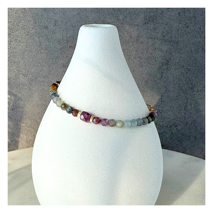 Radiant Wisdom – Sapphire & Ruby Gold-Filled Bracelet