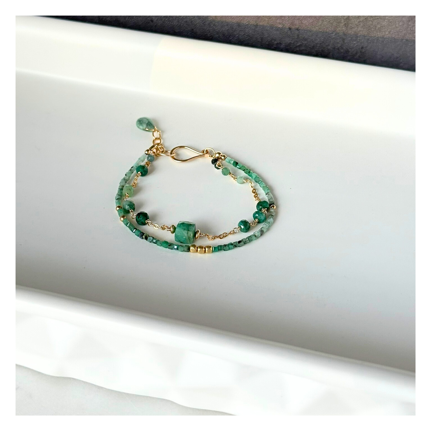 Steady & True – Emerald Gold-Filled Double Strand Bracelet
