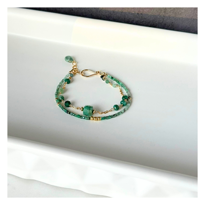 Steady & True – Emerald Gold-Filled Double Strand Bracelet