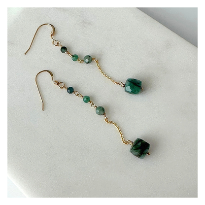 Renewal | Emerald Gold Chain Earrings