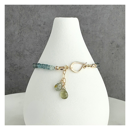 Grounded in Light – Moss Aquamarine & Cat’s Eye Gold-Filled Bracelet