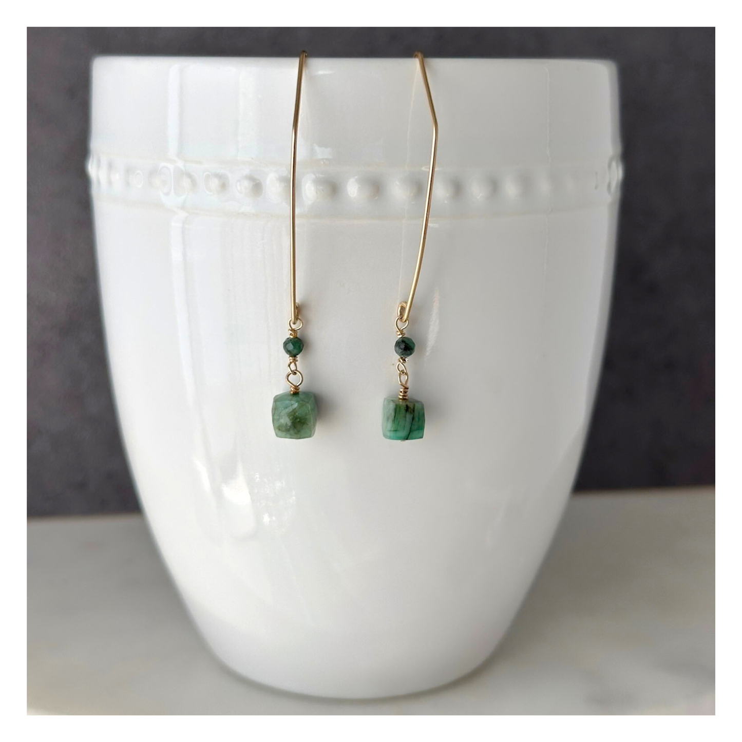Emerald Reflection | Emerald Gold Earrings