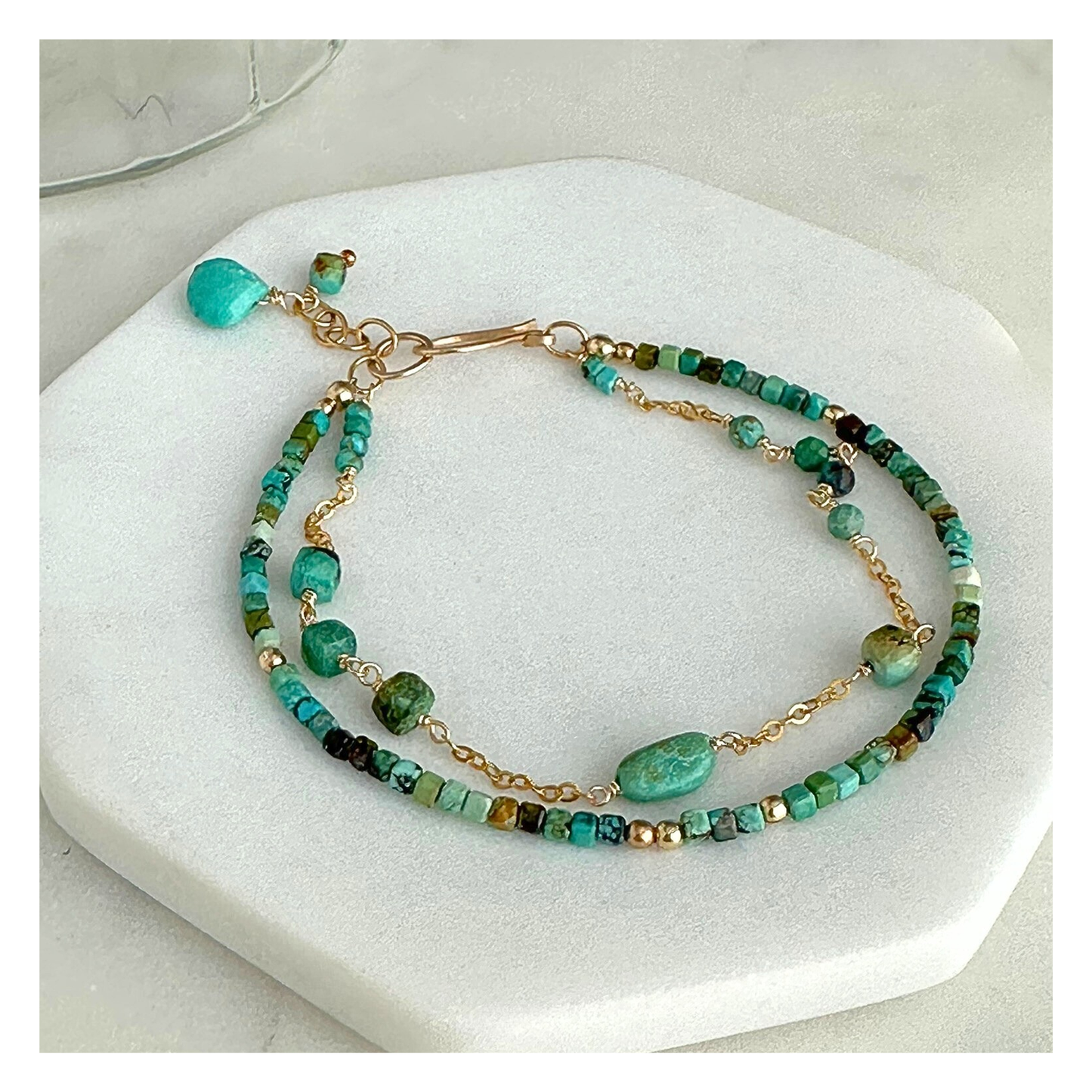 Wise & True – Turquoise Gold-Filled Double-Strand Bracelet