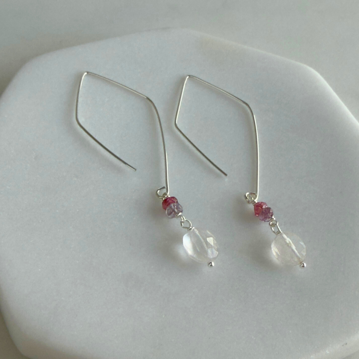 Everyday Love | Rose Quartz & Sapphire Silver Earrings