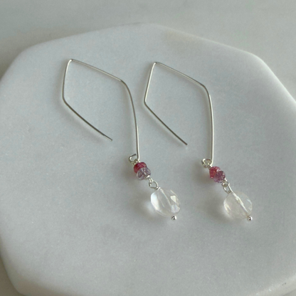 Everyday Love | Rose Quartz & Sapphire Silver Earrings