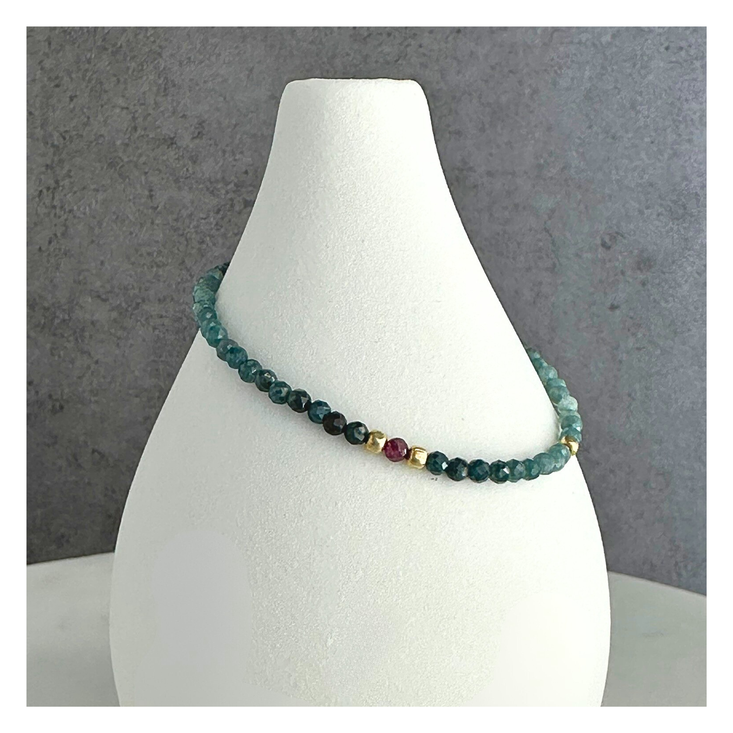 Courage at Sea – Blue Tourmaline & Ruby Gold-Filled Bracelet