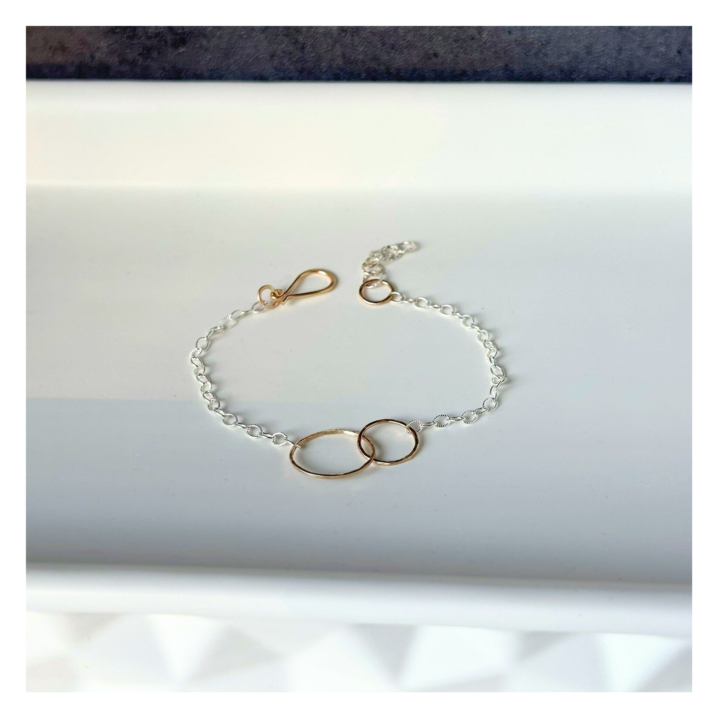 Simple Bond — Sterling Silver & Double Gold  Hoop Bracelet