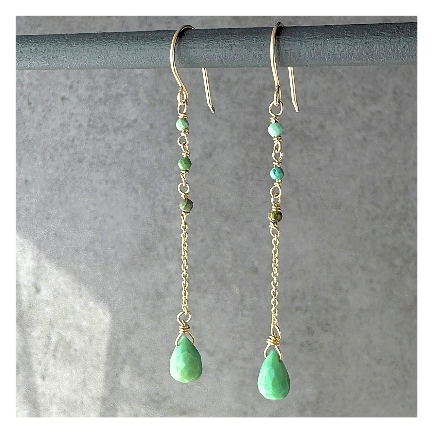 Grounded Sky | Turquoise Gold Chain Earrings