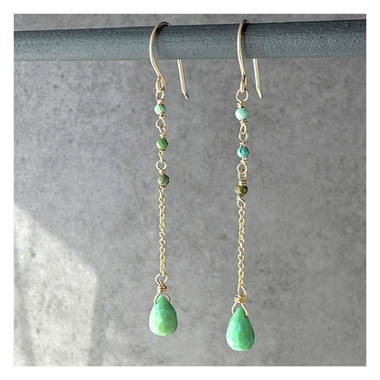 Grounded Sky | Turquoise Gold Chain Earrings