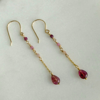 True Presence | Tourmaline Gold Chain Earrings