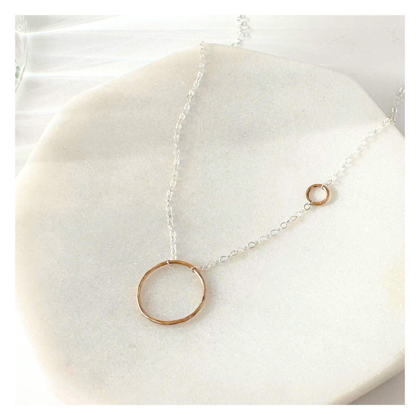 Unique Echoes - Dainty Sterling Silver and Gold Hoop Necklace