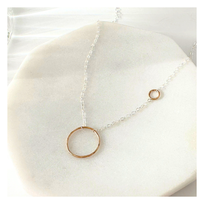 Unique Echoes - Dainty Sterling Silver and Gold Hoop Necklace
