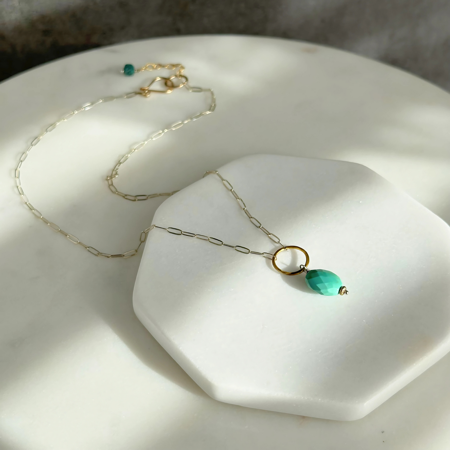 Dreamy Serenity - Sleeping Beauty Turquoise Sterling Silver and Gold Necklace