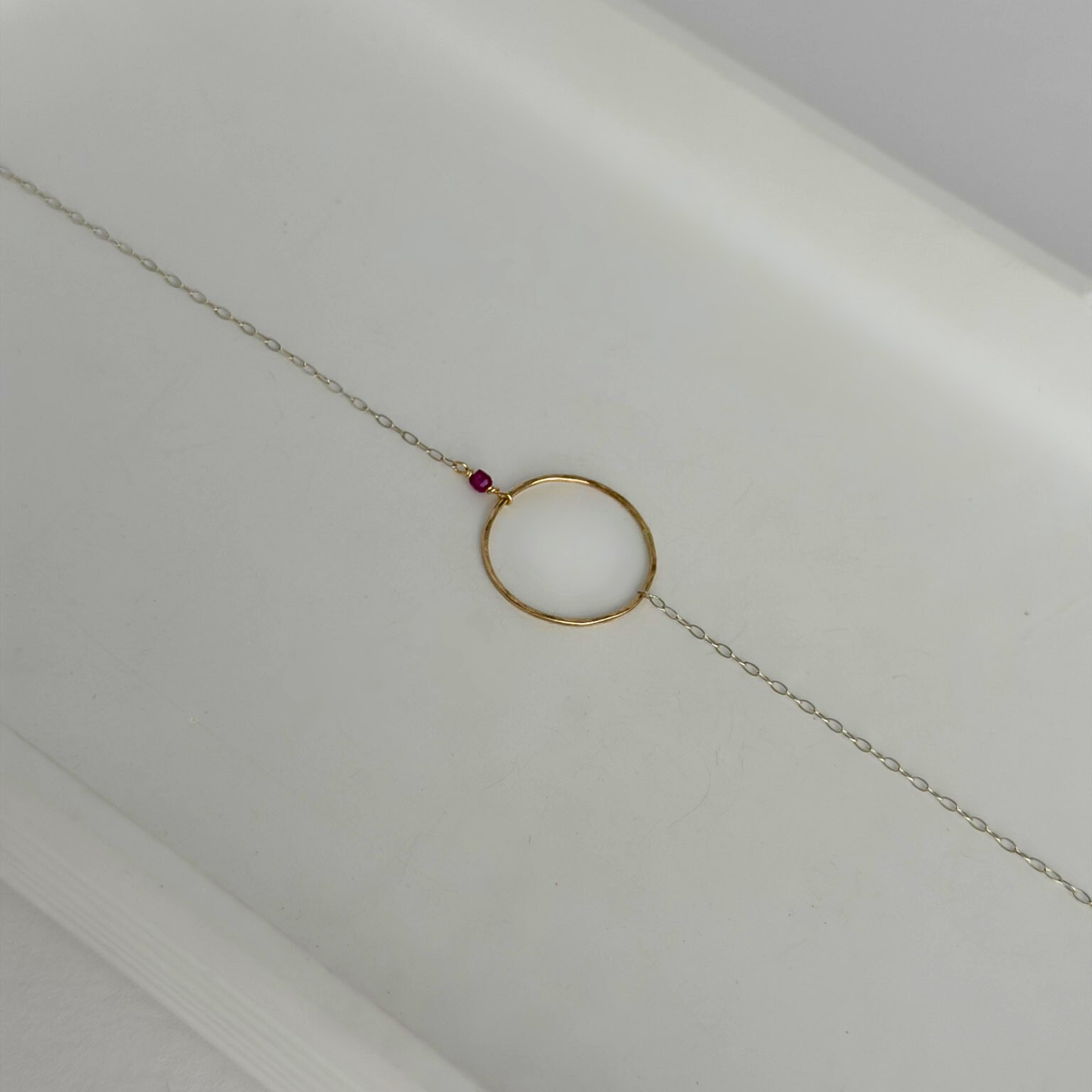 Heart Flame | Sterling Silver and Gold Necklace with Ruby