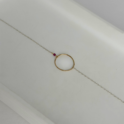 Heart Flame | Sterling Silver and Gold Necklace with Ruby