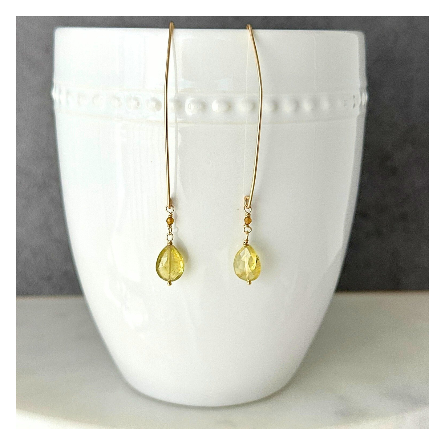 Renewed Light | Green Garnet Gold Earrings