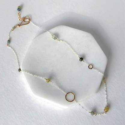 Nature's Clarity - Moss Aquamarine Dainty Choker Necklace