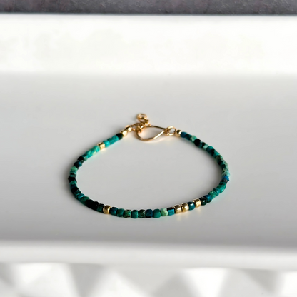 Vibrant Serenity - Chrysocolla and Dainty Gold Bracelet