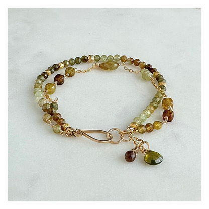 Watch Me Grow | Green Garnet & Gold-Filled Double Strand Bracelet