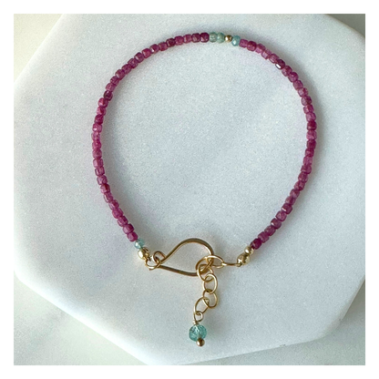 Truth Spark – Ruby & Blue Tourmaline Gold-Filled Bracelet